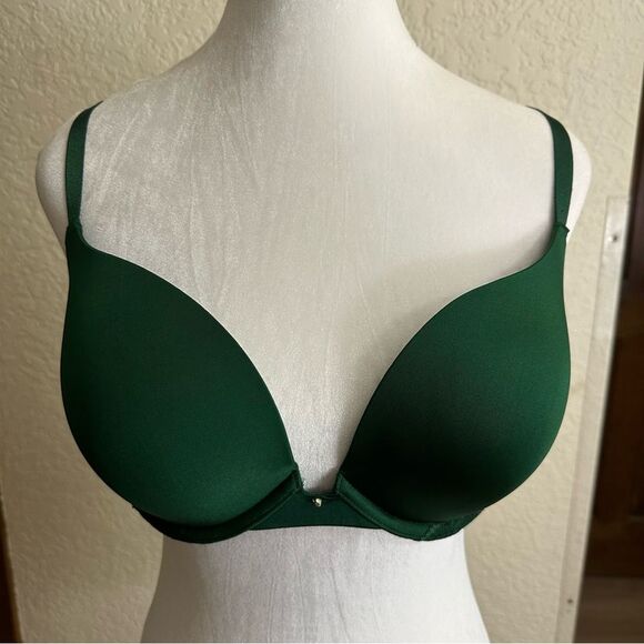 Gilligan & O'Malley Emerald Green Favorite Plunge Push Up Bra Size 36D - Picture 3 of 11